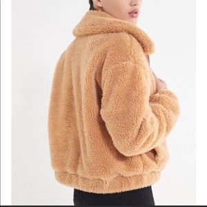 Urban outfitters tan fuzzy jacket